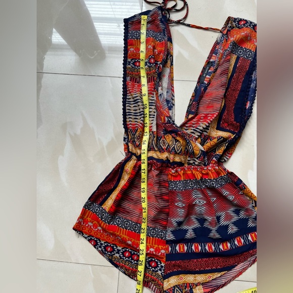 On Twelfth  Floral Romper Size S Sleeveless  Multicolor Shorts Shelf Open Back. - Picture 15 of 16